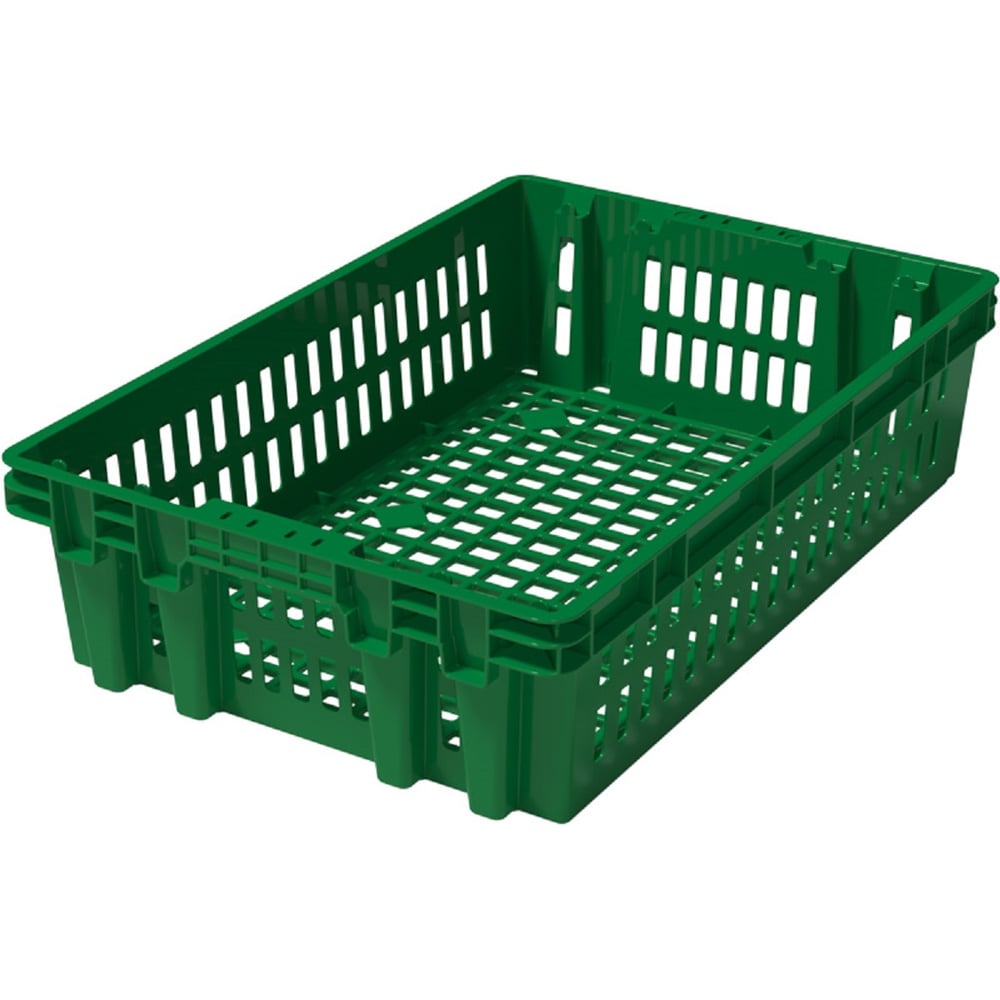 Изображение товара Ящик полимерный Тара.ру 600х400х152,5 хлебный перфорированный зелёный 40670