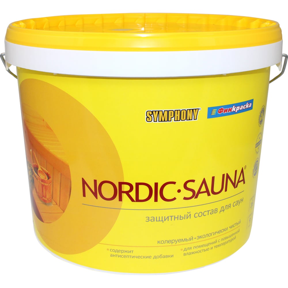 Изображение товара Защитный состав SYMPHONY в/э, нордик сауна, 10/9л пласт., oсновной 00-01100437