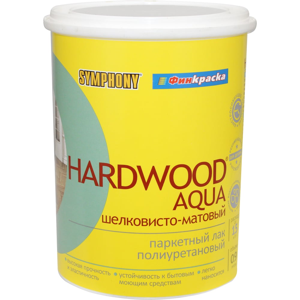 Изображение товара Лак SYMPHONY, хардвуд аква шелк/матов., 1/0.9л пласт., oсновной 00-00012983
