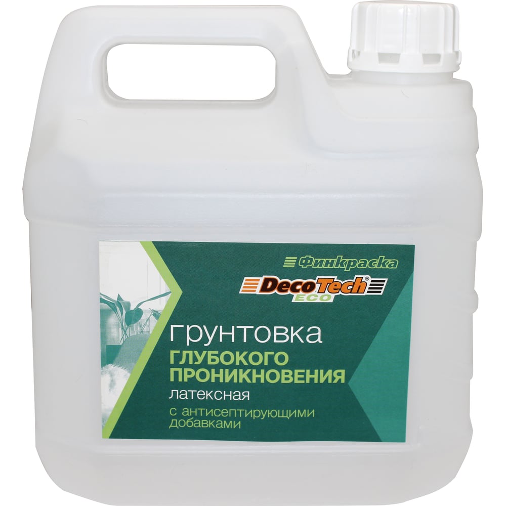 Изображение товара Грунтовка DecoTech Eco, глубокого проникновения, 3л пласт., oсновной 00-00014231