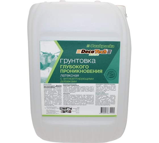 Изображение товара Грунтовка DecoTech Eco, глубокого проникновения, 10л пласт., oсновной 00-00014133