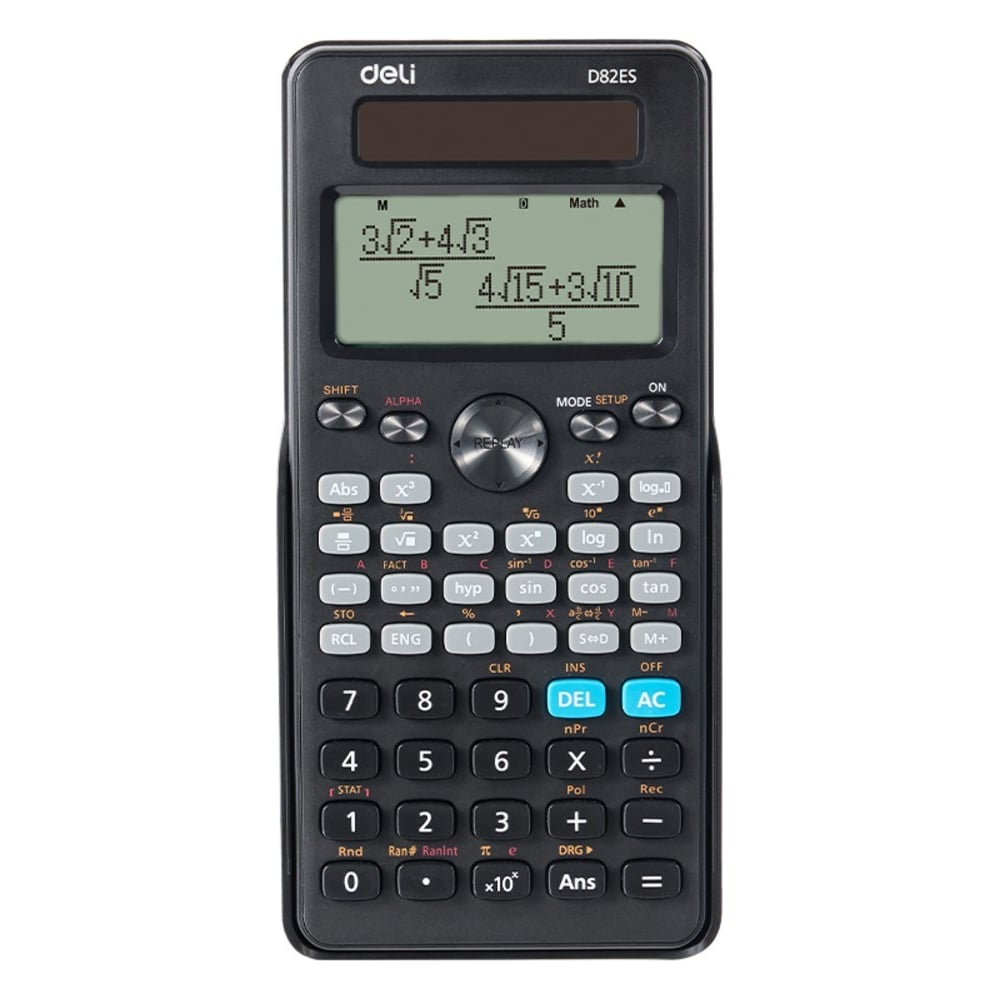 Изображение товара Калькулятор научный DELI 252 функции, 5 режимов вычисления, 10+2 разряда, 172,3х82,5х17,4 мм, двойное питание, черный ED82ES