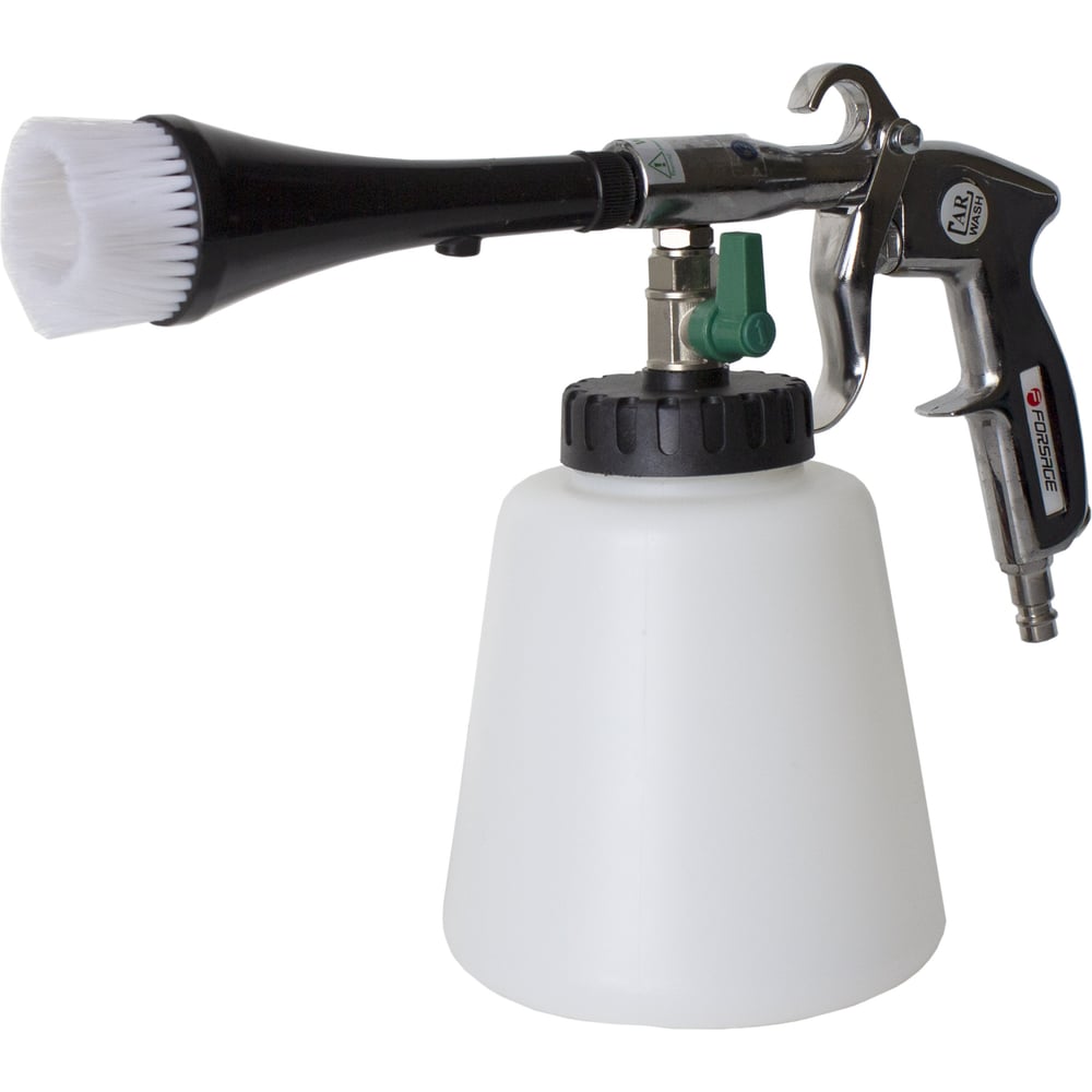 Изображение товара Пистолет пневматический Forsage Tornado для химчистки салона а/м со сменной щеткой-насадкой, емкость 1л ,6 bar, расход воздуха 120 л/мин F-203809(48811)