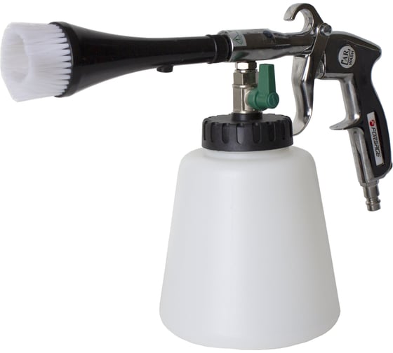 Изображение товара Пистолет пневматический Forsage Tornado для химчистки салона а/м со сменной щеткой-насадкой, емкость 1л ,6 bar, расход воздуха 120 л/мин F-203809(48811)