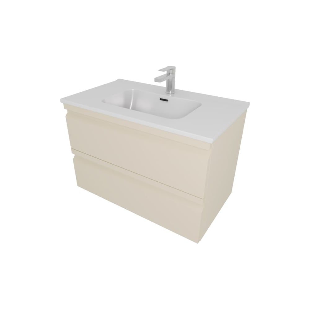 Изображение товара Комплект мебели AQUATEK AQ77080-LC Тумба 80см ВЕГА с раковиной AQ0480-00, 2 ящика, цвет капучино светлый 00000145038