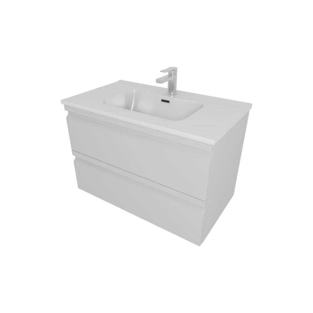 Изображение товара Комплект мебели AQUATEK AQ77080-LG Тумба 80см ВЕГА с раковиной AQ0480-00, 2 ящика, цвет серый туман 00000145036