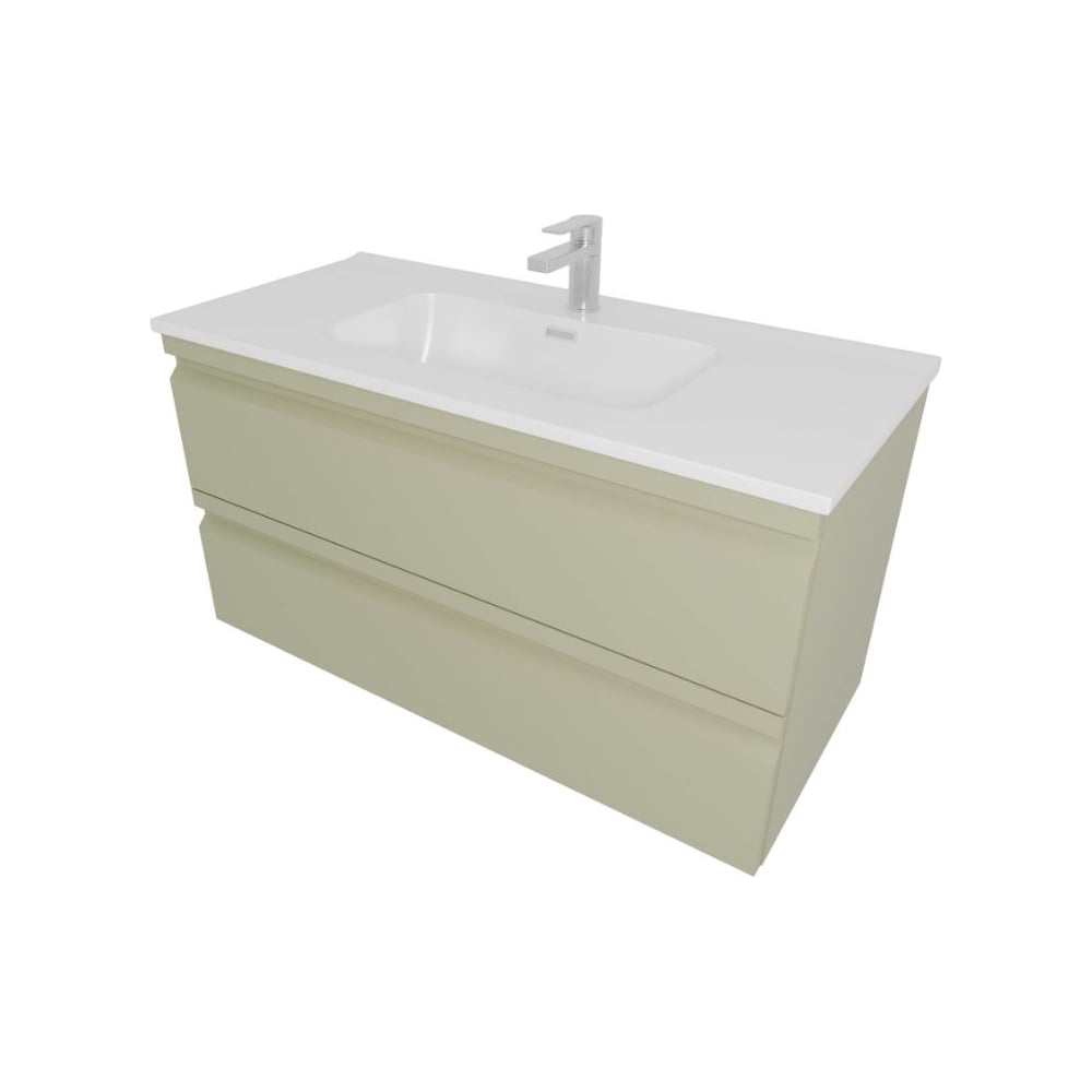 Изображение товара Комплект мебели AQUATEK AQ77100-GS Тумба 100см ВЕГА с раковиной AQ4100-00, 2 ящика, цвет шалфей зеленый 00000145032
