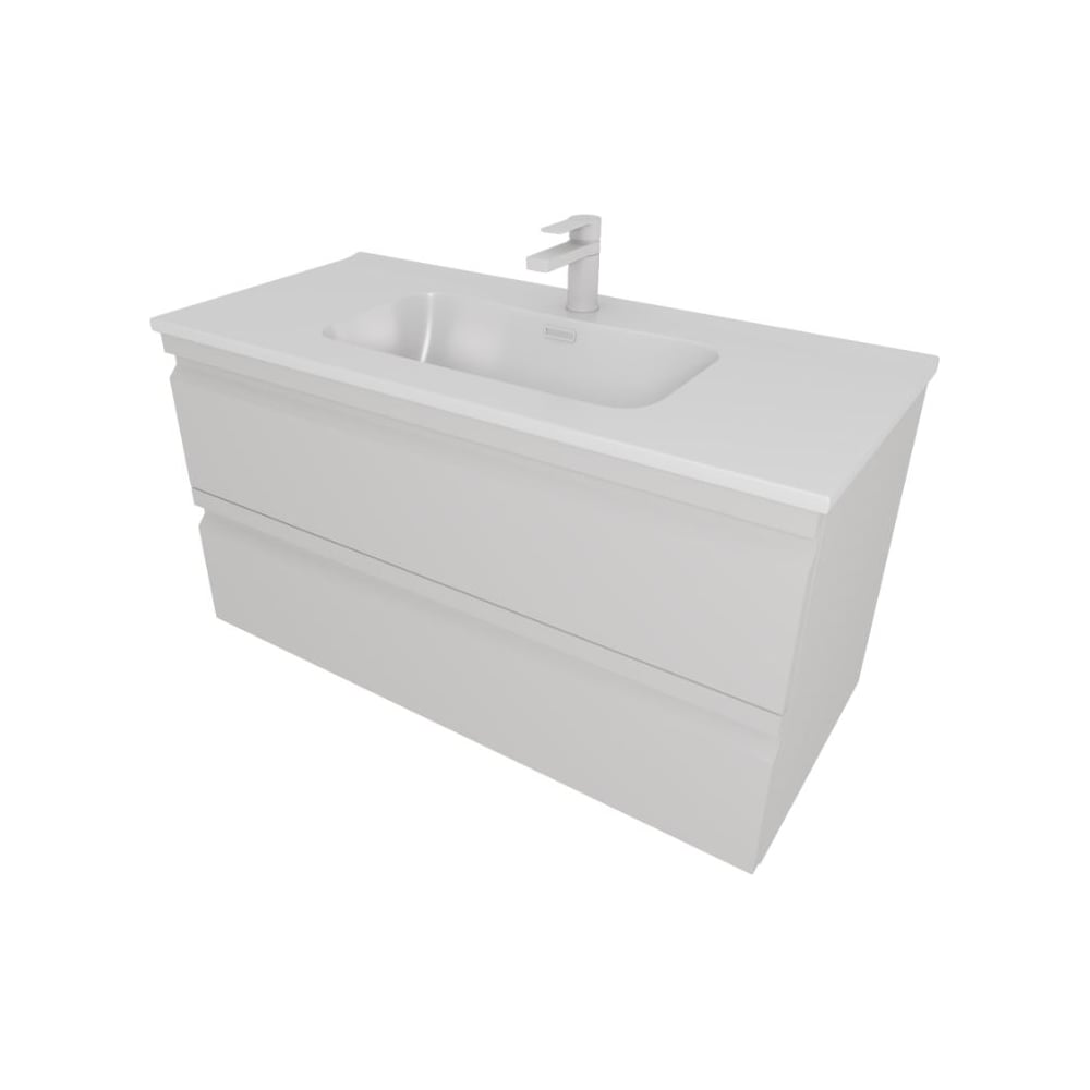 Изображение товара Комплект мебели AQUATEK AQ77100-LG Тумба 100см ВЕГА с раковиной AQ4100-00, 2 ящика, цвет серый туман 00000145031