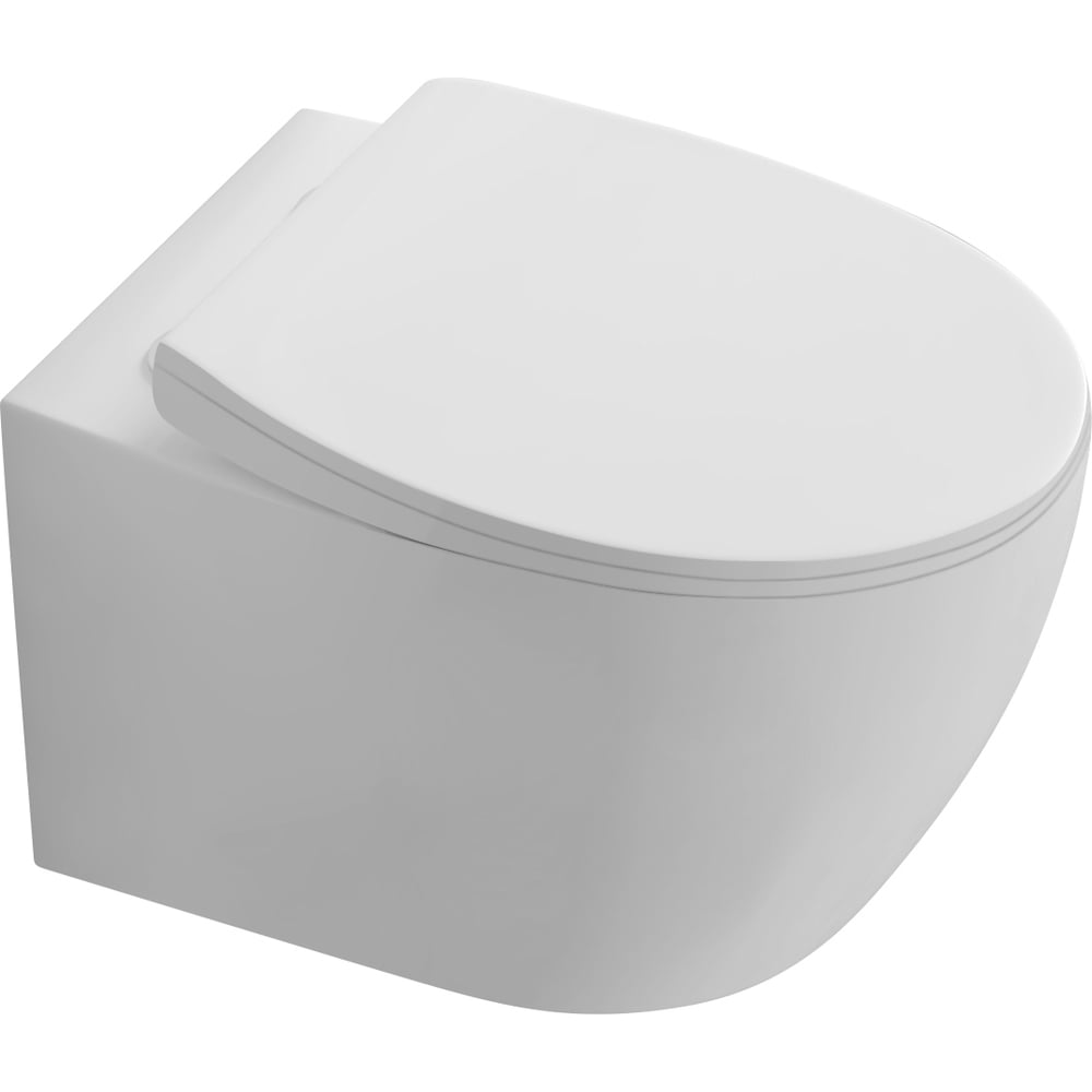 Изображение товара Унитаз подвесной AQUATEK AQ1582T-00 СИРИУС TORNADO безободковый 520х360х350, тонкое сиденье с механизмом плавного закрывания, крепеж 00000143655