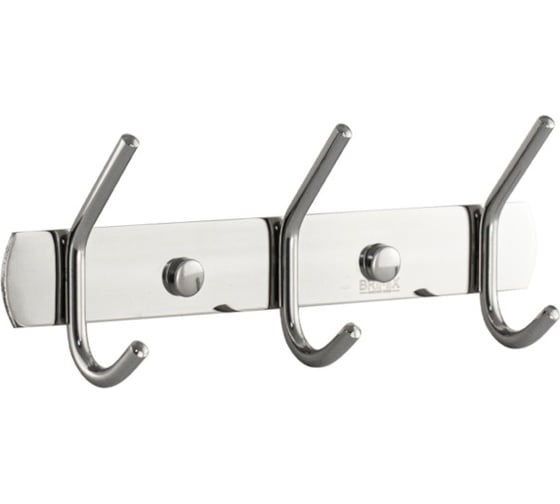 Изображение товара Вешалка для полотенца Brimix с тремя двойными крючками, из нержавеющей стали, хром 572-3