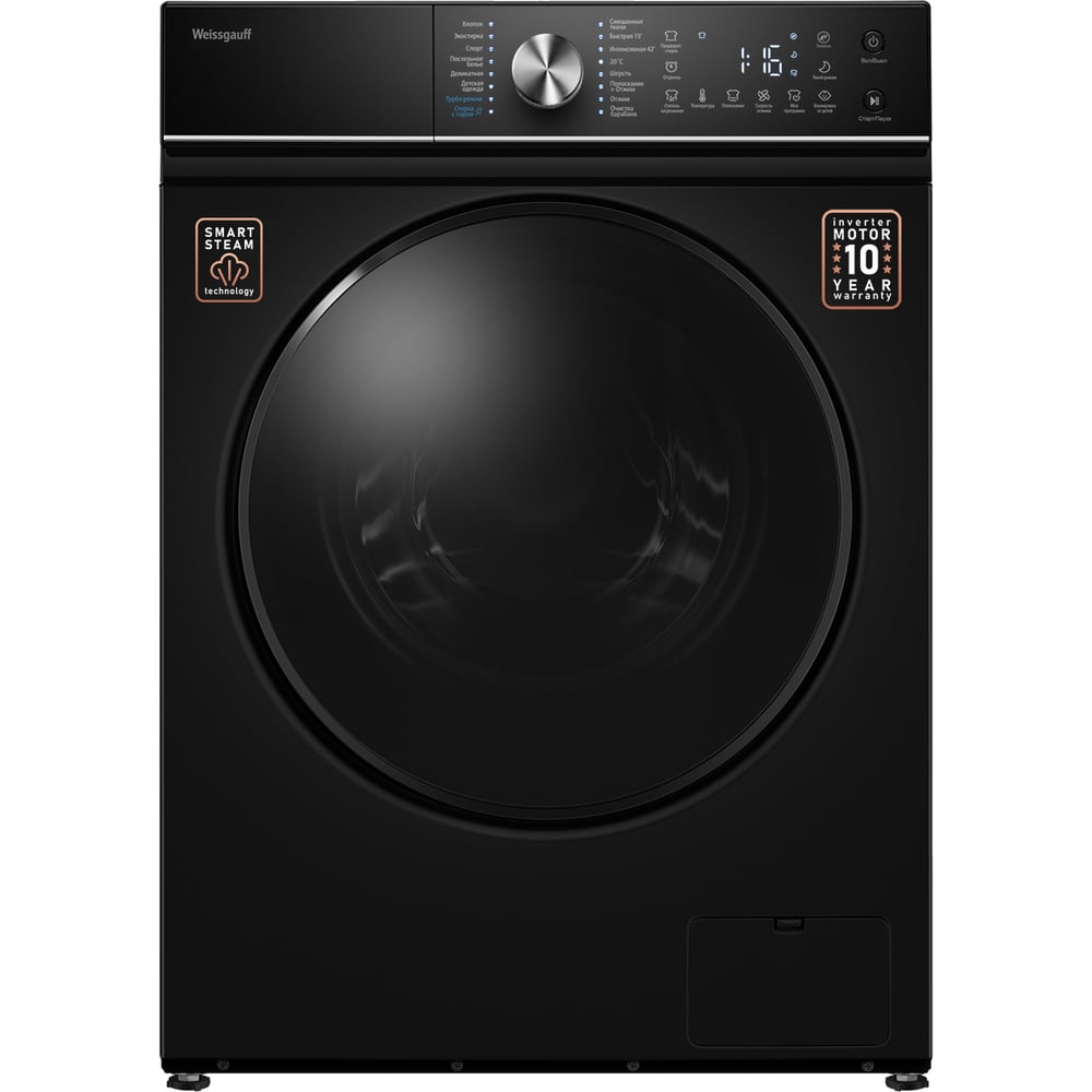 Изображение товара Стиральная машина Weissgauff WM 47147 DC Inverter Steam Black с паром и защитой 7 кг