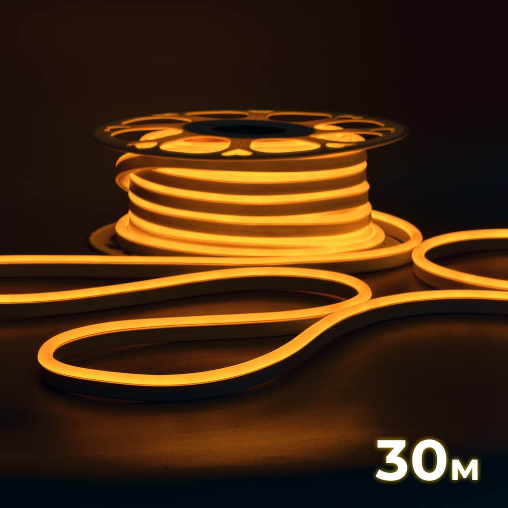 Изображение товара Гибкая светодиодная неоновая лента Baulamp 30м желтая для уличного оформления