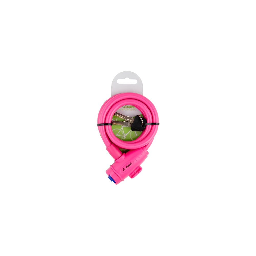 Изображение товара Замок навесной велосипедный тросовый S-Locked ВС 09Т 10*1000 мм розовый S-Locked "ESOTERIC" 122709