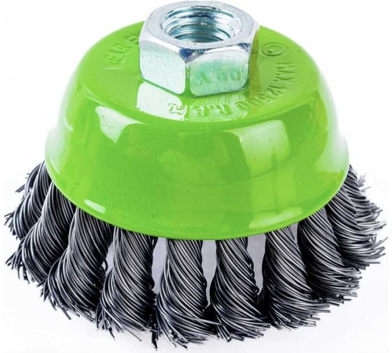 Изображение товара Щетка чашечная жгутовая проволочная ОТП для УШМ, 75 мм, М14, ворс 20 мм, пучков 18, 14000 об/мин, сталь 0.5 мм 010310010204030201 01 03 10 01 02 04 03 02 01