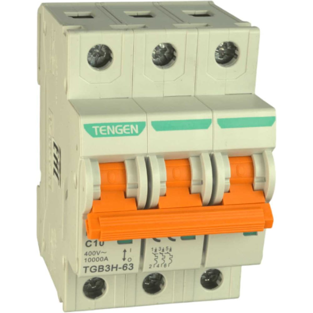 Изображение товара Автоматический выключатель TENGEN TGB3H-63-3PC10 3P 10A C