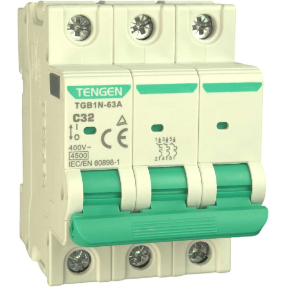 Изображение товара Автоматический выключатель TENGEN TGB1N-63-3PC32 модульный 3P 32A Изображение товара Автоматический выключатель TENGEN TGB1N-63-3PC32 модульный 3P 32A