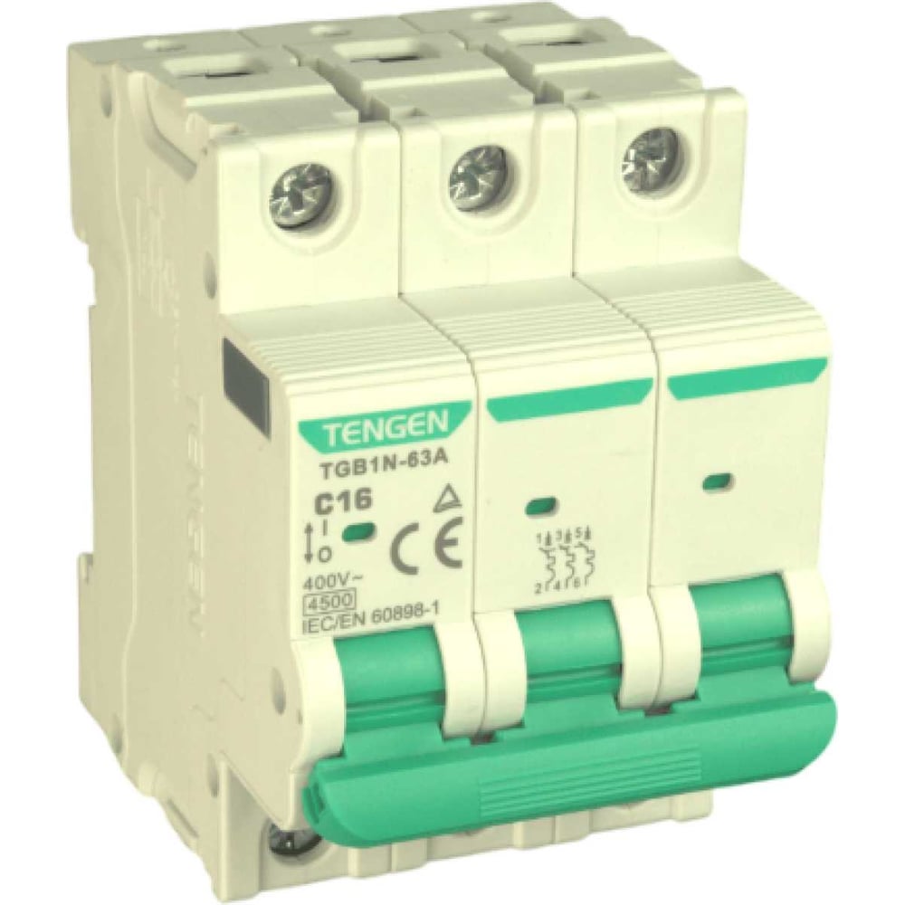 Изображение товара Автоматический выключатель TENGEN TGB1N-63A-3PC16 Модульный 3P 16A C