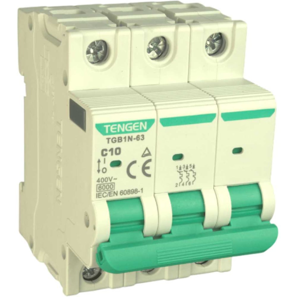 Изображение товара Автоматический выключатель миниатюрный TENGEN TGB1N-63-3PC10 модульный выключатель 3P 10A C 6kA 3х модуль УТ-00026933 Изображение товара Автоматический выключатель миниатюрный TENGEN TGB1N-63-3PC10 модульный выключатель 3P 10A C 6kA 3х модуль УТ-00026933