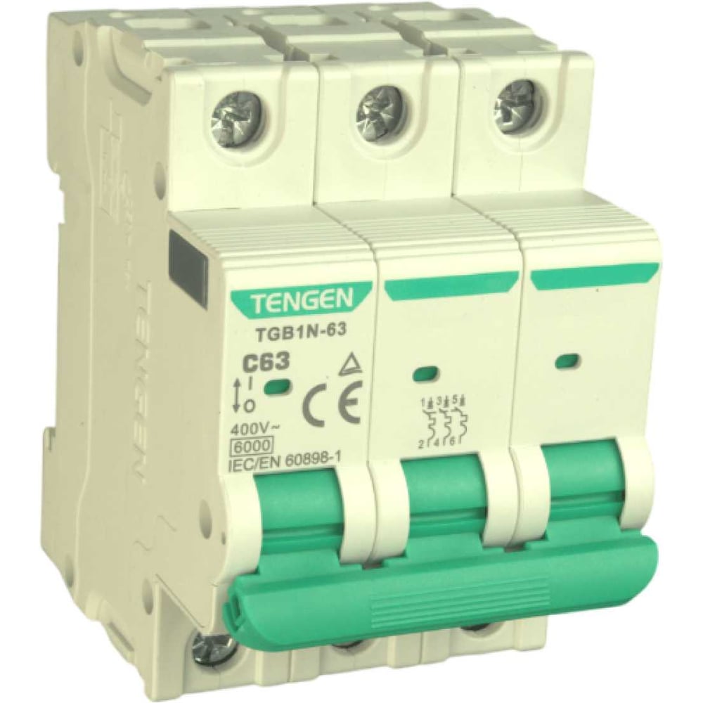 Изображение товара Автоматический выключатель Tengen TGB1N-63-3PC63 Модульный 3P 63 А Изображение товара Автоматический выключатель Tengen TGB1N-63-3PC63 Модульный 3P 63 А