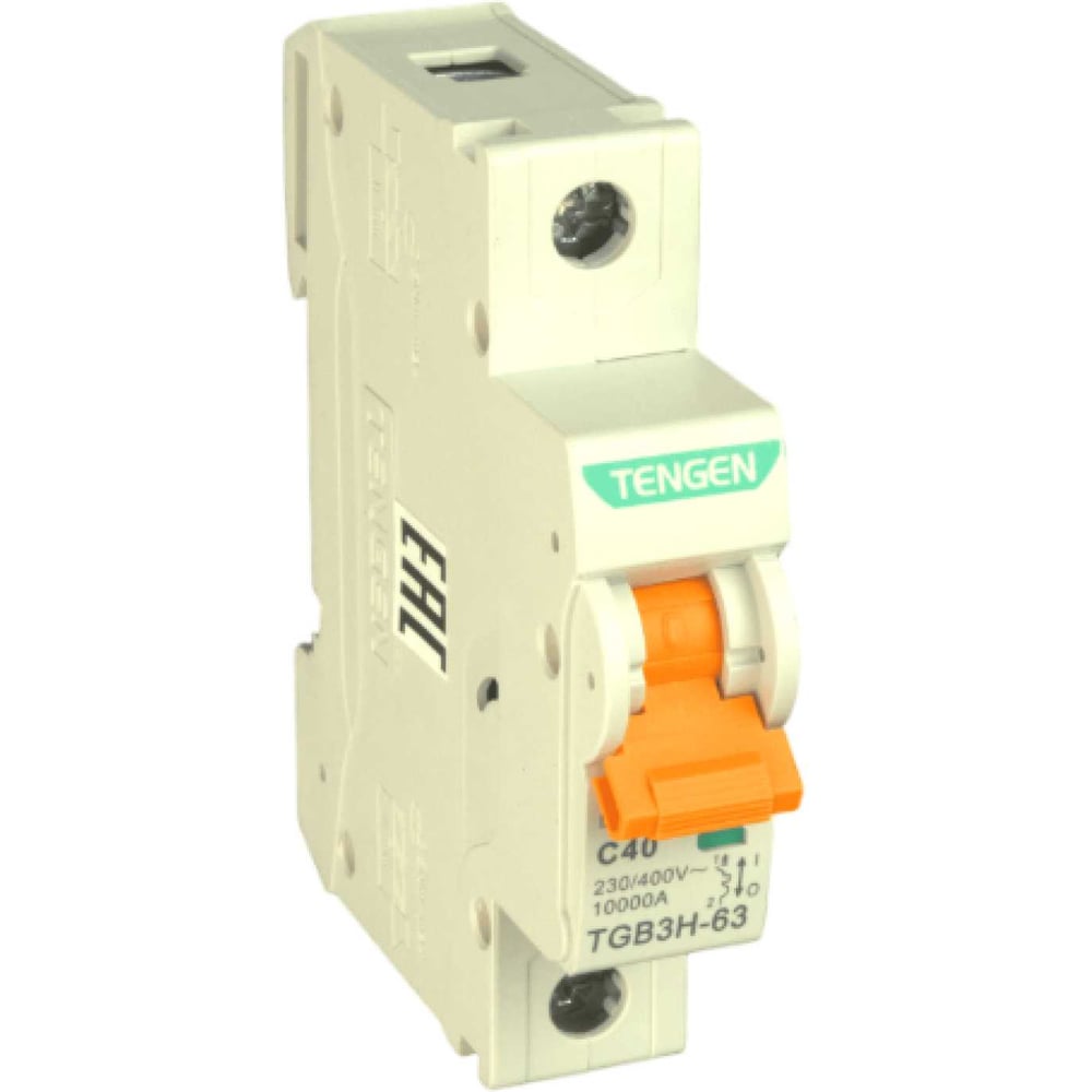 Изображение товара Автоматический выключатель миниатюрный TENGEN TGB3H-63-1PC40 модульный выключатель 1P 40A C 10kA 1х модуль УТ-00027082