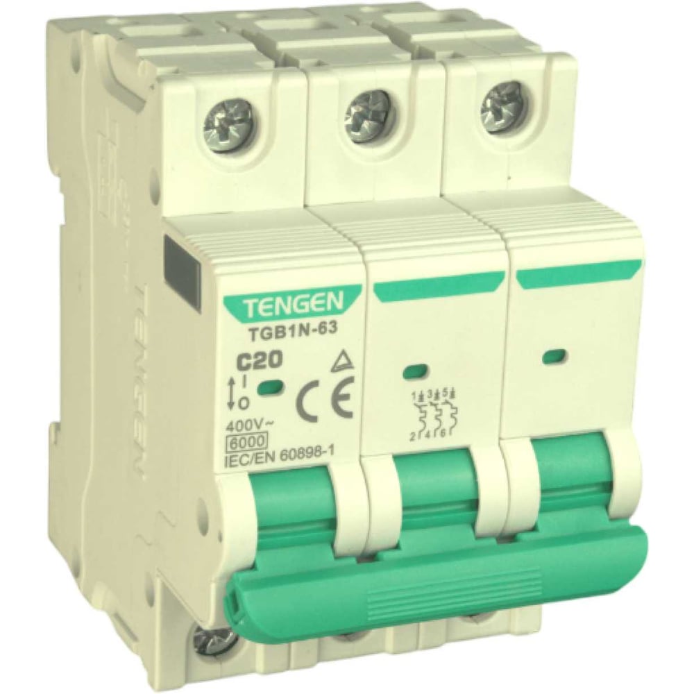 Изображение товара Автоматический выключатель миниатюрный TENGEN TGB1N-63-3PC20 модульный выключатель 3P 20A C 6kA 3х модуль УТ-00026937 Изображение товара Автоматический выключатель миниатюрный TENGEN TGB1N-63-3PC20 модульный выключатель 3P 20A C 6kA 3х модуль УТ-00026937