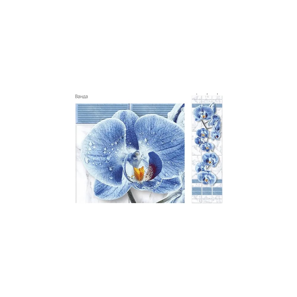 Изображение товара ПВХ панель КронаПласт Unique Ванда Глянец Цветы голубой