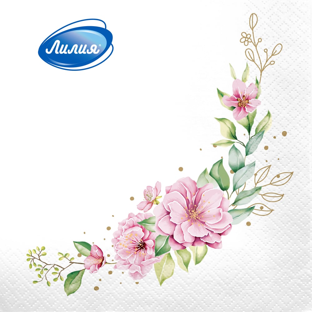 Изображение товара Салфетки Лилия Лейтмотив Двухслойные 33x33 см, цветы