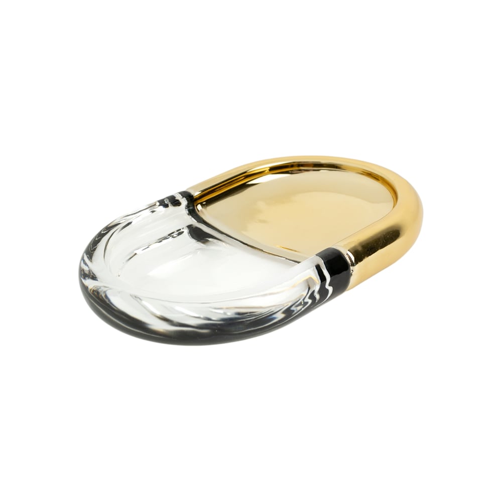 Изображение товара Мыльница Zenfort Белла Стекло Золото Настольная овальная чаша