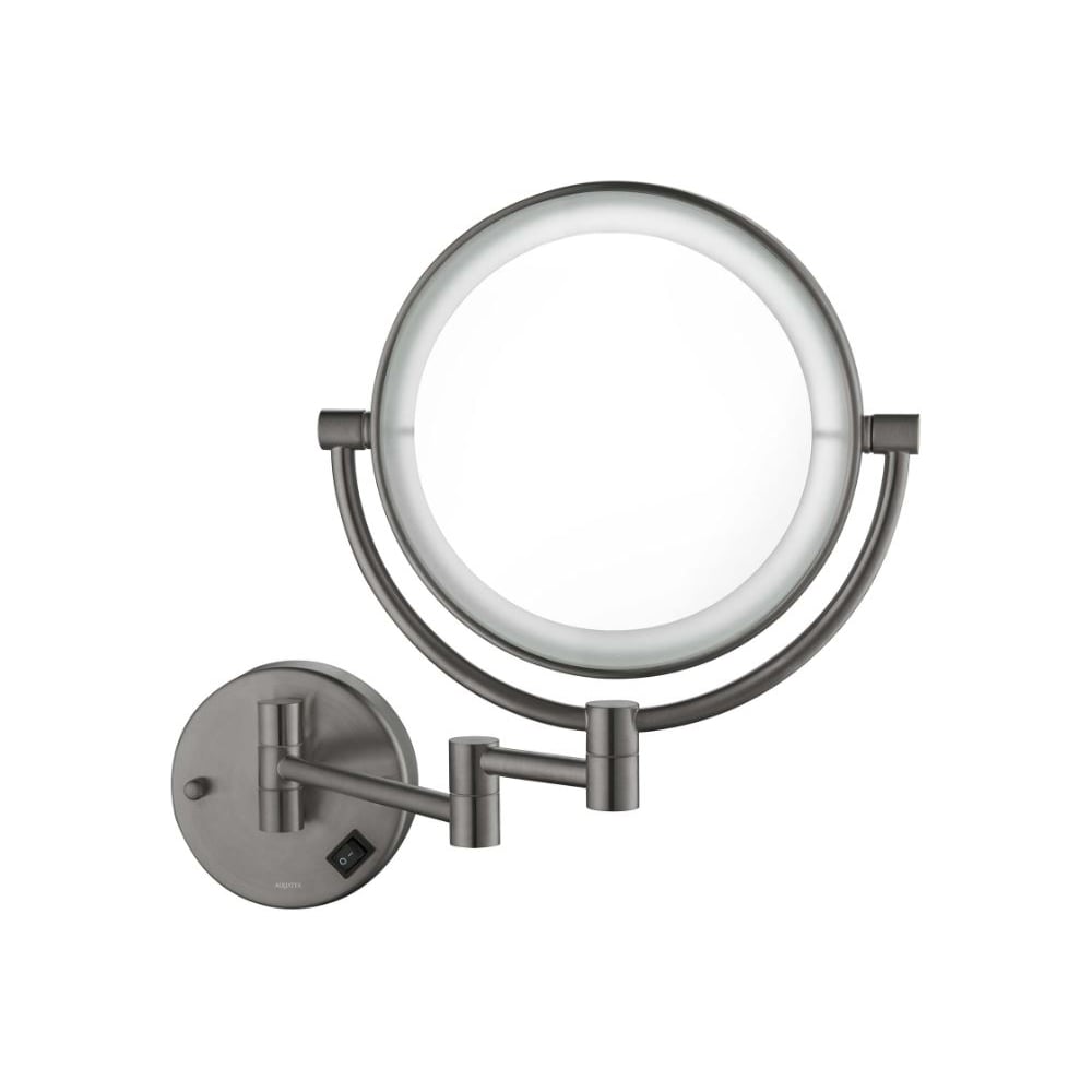 Изображение товара Зеркало косметическое настенное с подсветкой AQUATEK AQ4915BGM 5х, оружейная сталь (шлиф. черный хром) 00000139786