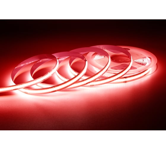 Изображение товара Светодиодная лента Apeyron 24В, 14Вт/м, COB, 512д/м, IP20, подложка 10мм, 5м, красный 00-363