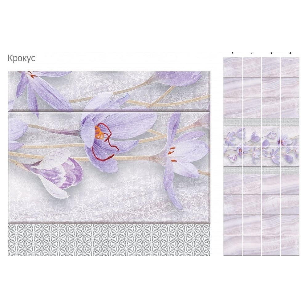 Изображение товара Панель ПВХ КронаПласт Unique Крокус с глиттером серебро 12 шт 00-00030746/12