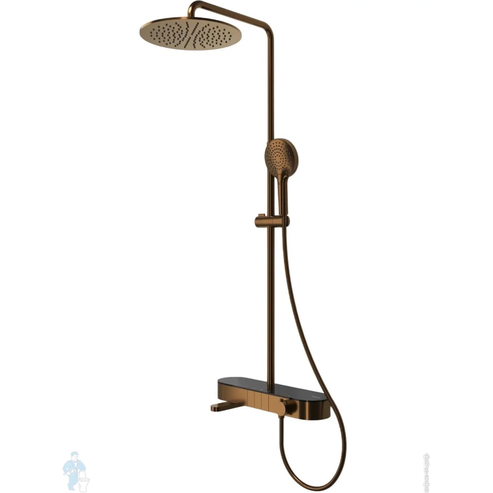 Изображение товара Душевая система Abelsberg Intensa с термостатом и полкой для ванны и душа, песчаная медь SNS52655BC