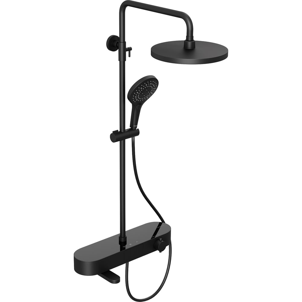 Изображение товара Душевая система Abelsberg Intensa с термостатом и полкой для ванны и душа, вулканический черный SNS52655MB