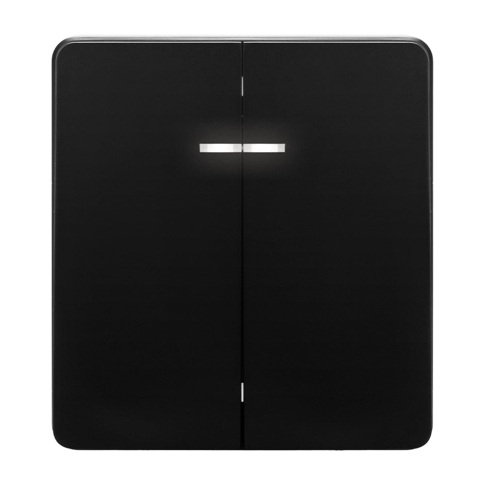 Изображение товара Механизм выключателя KRANZ ROUND 2-клавишный с подсветкой 10А с/у оникс KR-78-0714-3