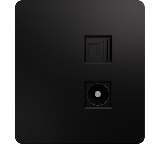 Изображение товара Механизм розетки KRANZ ROUND RJ45 категория 6 + TV оникс KR-78-0722-3