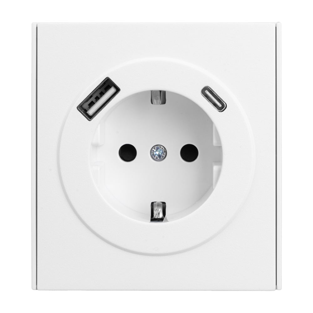 Изображение товара Механизм розетки KRANZ STRONG 1-м с/з, с защитными шторками 16А USB A+C 5В/3А жемчуг KR-78-0704-4