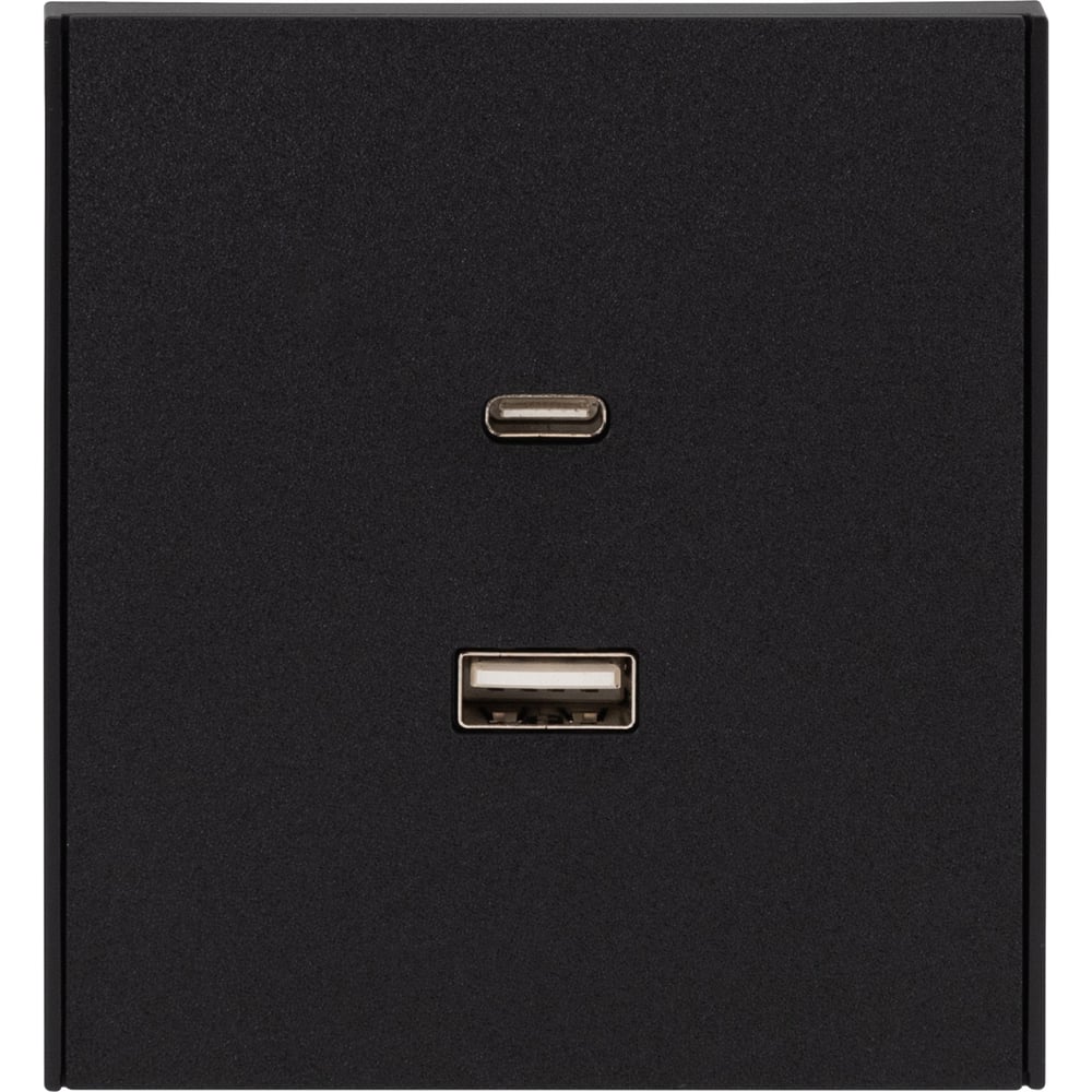 Изображение товара Механизм розетки KRANZ STRONG USB-A+Type-C 3А с функцией быстрой зарядки антрацит KR-78-0734-5