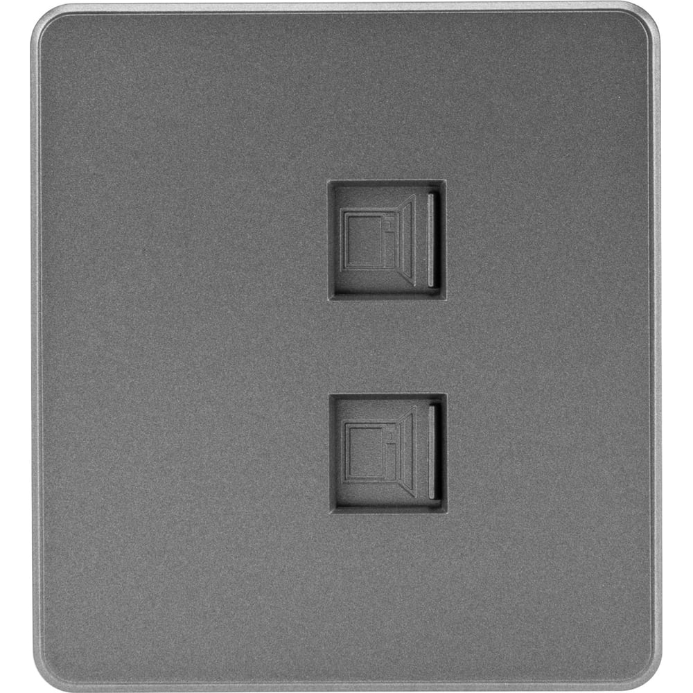 Изображение товара Розетка двойная компьютерная RJ45 KRANZ ROUND категория 6 с/у титан KR-78-0725-2