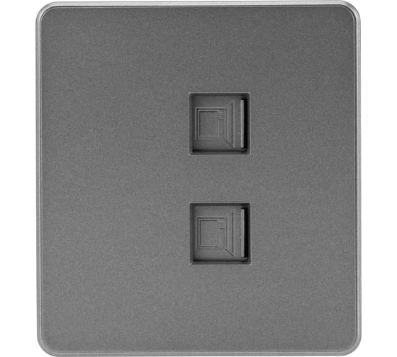 Изображение товара Розетка двойная компьютерная RJ45 KRANZ ROUND категория 6 с/у титан KR-78-0725-2