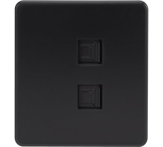 Изображение товара Розетка двойная компьютерная RJ45 KRANZ ROUND категория 6 с/у оникс KR-78-0725-3