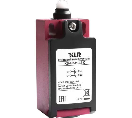 Изображение товара Выключатель концевой/путевой KLR KB-4P-11-L2-C BBM 2NC Slow Action/10A/600VAC/Ввод М20 8800352