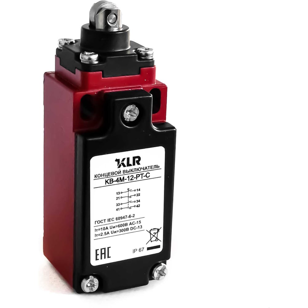 Изображение товара Выключатель концевой KLR KB-4M-12-PT-C 2N0/2NC Snap action/10A/600VAC 8800309