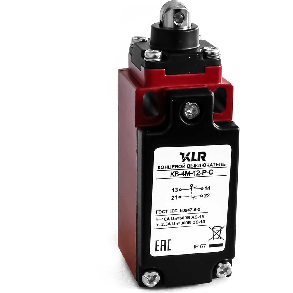 Изображение товара Выключатель концевой KLR KB-4M-12-P-C 1 N0/1NC Snap action/10A/600VAC 8800307