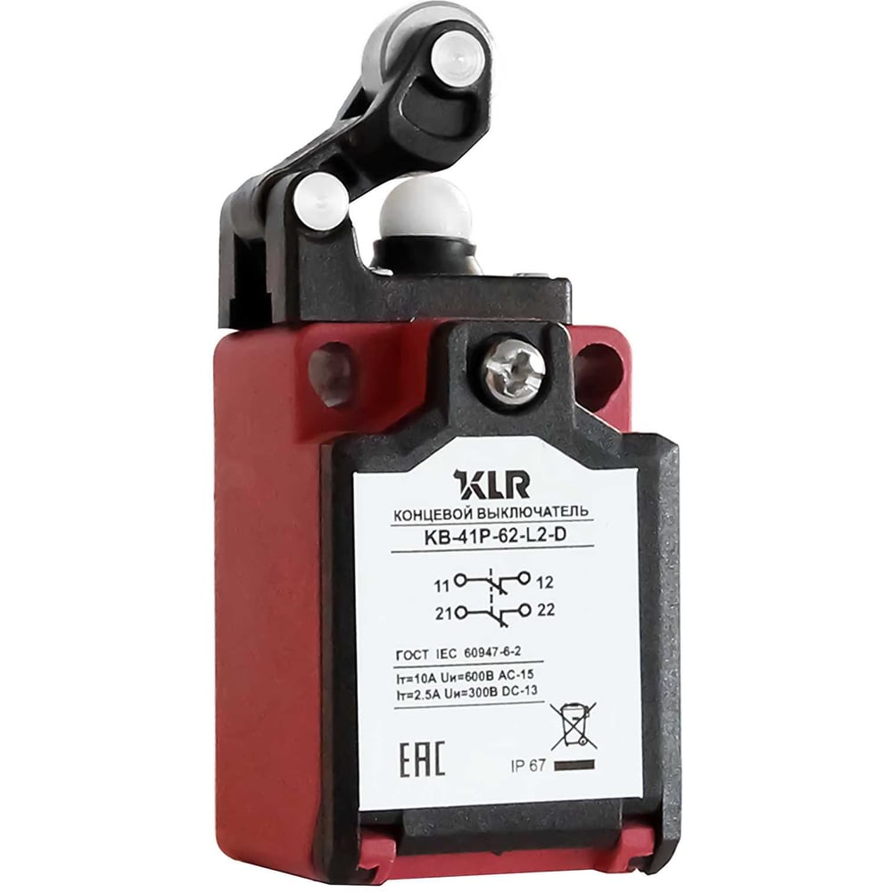 Изображение товара Выключатель концевой KLR KB-41P-62-L2-D 2NC Slow Action/10A/600VAC/Ввод М16 8800243