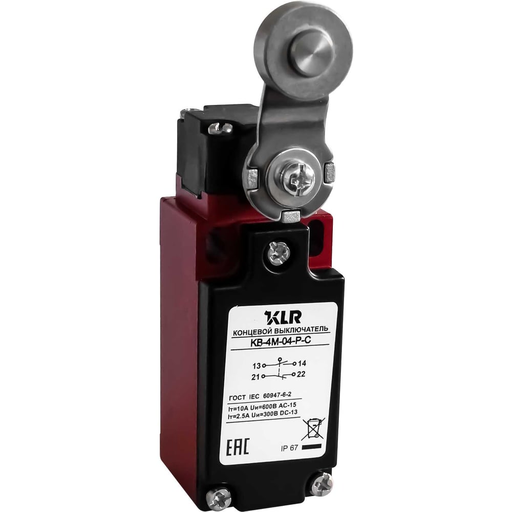 Изображение товара Выключатель концевой KLR KB-4M-04-P-C 1 N0/1NC Snap action/10A/600VAC 8800261
