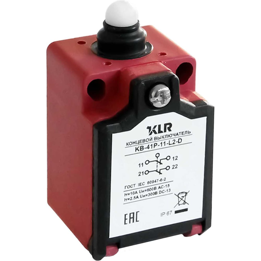 Изображение товара Выключатель концевой KLR KB-41P-11-L2-D 2NC Slow Action/10A/600VAC/Ввод М16 8800232