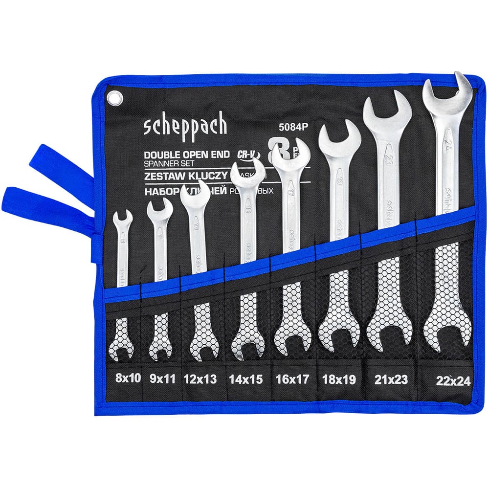 Изображение товара Набор ключей рожковых Scheppach 8 предметов Sch-5084P(59625) Изображение товара Набор ключей рожковых Scheppach 8 предметов Sch-5084P(59625)