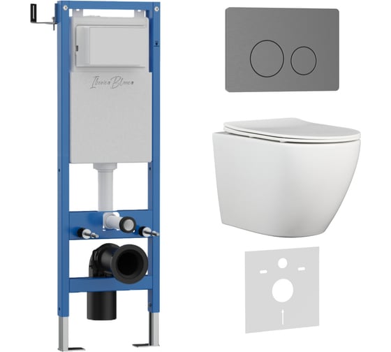 Изображение товара Комплект 3 в 1 IBERICA BLANCA инсталляция 40 см, унитаз TORNADO белый BILBAO ALTO (IB.BLA.234.1B1), клавиша смыва IB.001M.BLA.234.8180