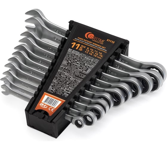 Изображение товара Набор ключей комбинированных трещоточных FORSTIME 11 предметов FT-51112(59617)