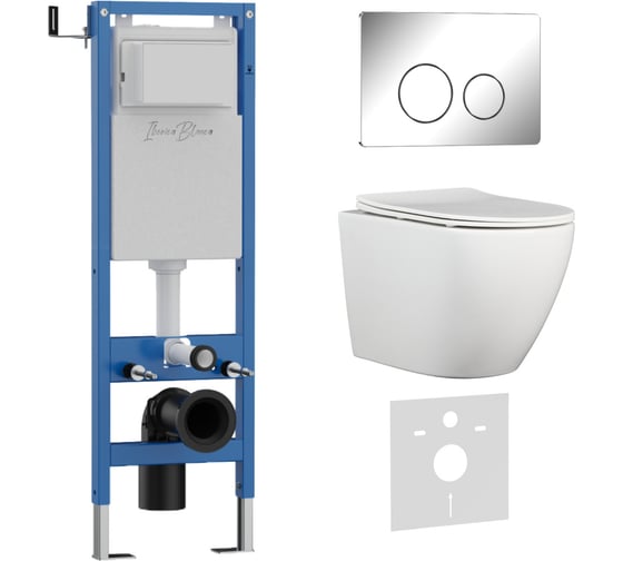 Изображение товара Комплект 3 в 1 IBERICA BLANCA инсталляция 40 см, унитаз TORNADO белый BILBAO ALTO (IB.BLA.234.1B1), клавиша смыва IB.001M.BLA.234.8131